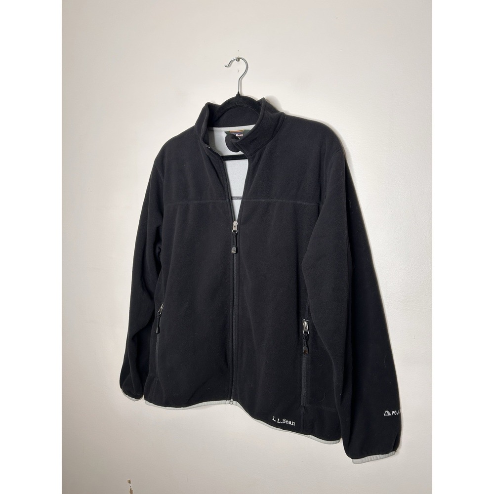 L.L. Bean Fleece Women's Vintage Full Zip Jacket Black Polartec Heavy Size Large - Picture 2 of 9
